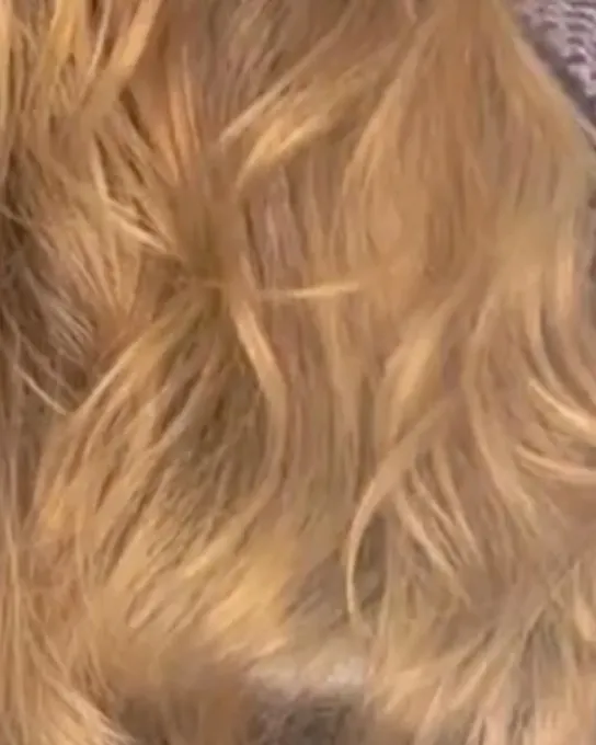 Cheveux blonds méchés en ondulations souples